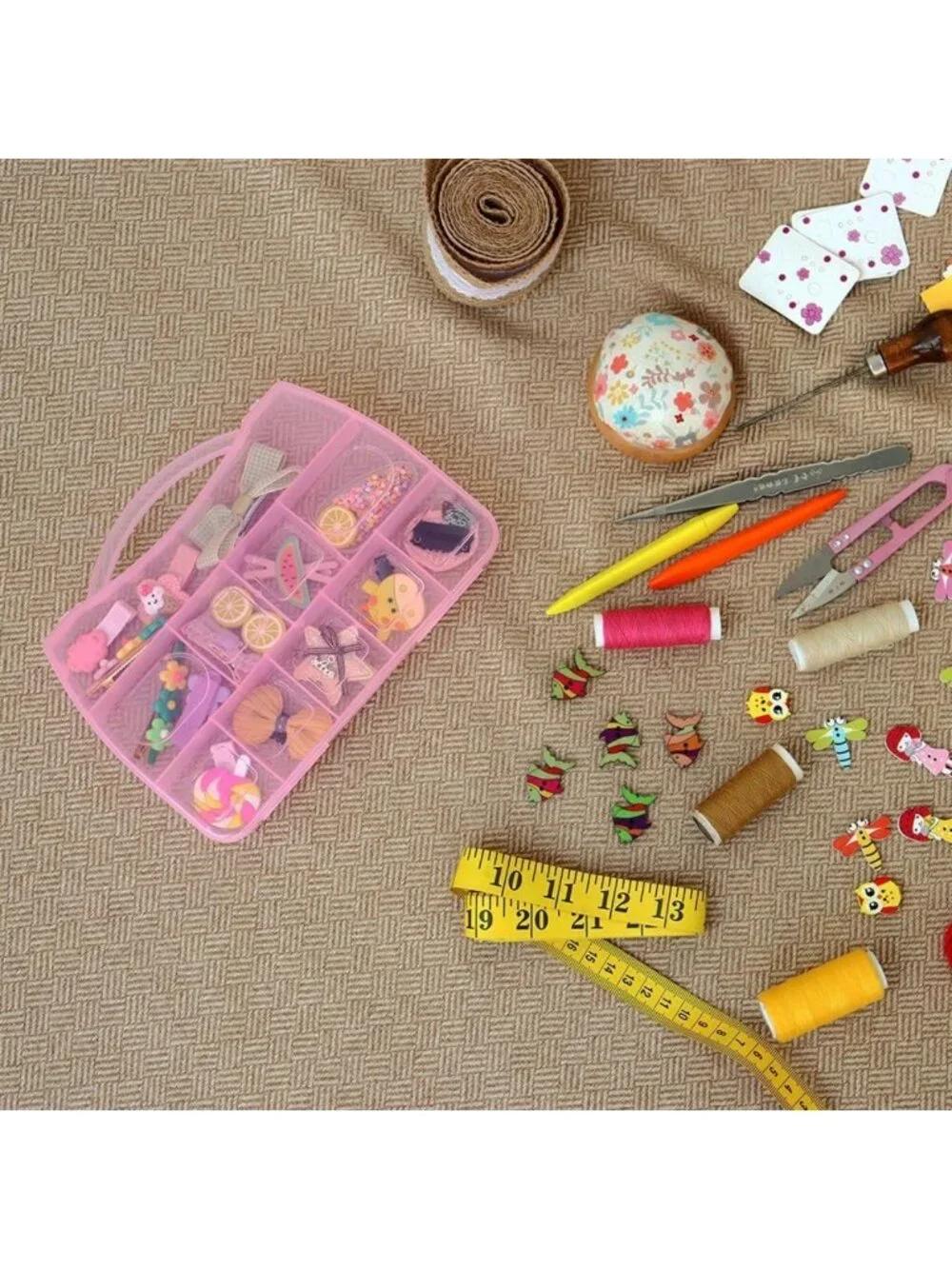 4 Pack Mini Clear Pink Storage Cases - Cute Organizer for Jewelry, Crafts, Gifts